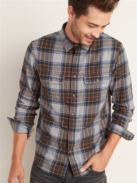 plaid men's shirt unique styling